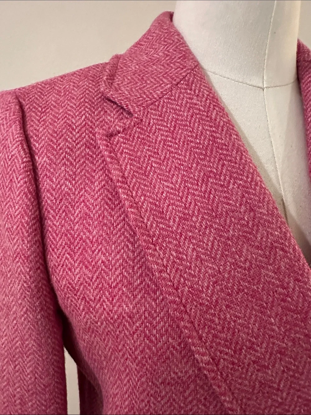J. Crew Double-Breasted Pink Herringbone Blazer